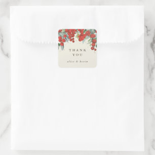 Pegatina Cuadrada Navidades de las Berries Rojas + Eucalyptus Gracia