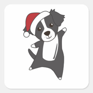 Pegatina Cuadrada Navidades de lineas de color Perro Animales de inv