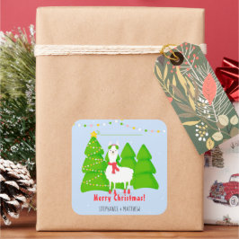 Pegatina Cuadrada Navidades de Llama festiva