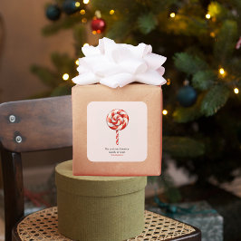 Pegatina Cuadrada Navidades de Lolipop Candy Merry Christmas