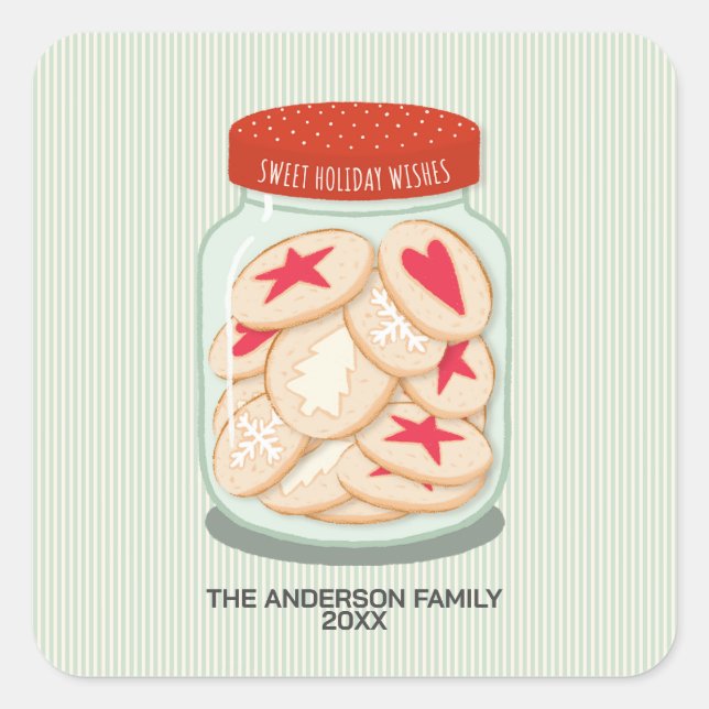 Pegatina Cuadrada Navidades de los buenos deseos de vacaciones (Anverso)