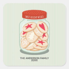 Pegatina Cuadrada Navidades de los buenos deseos de vacaciones