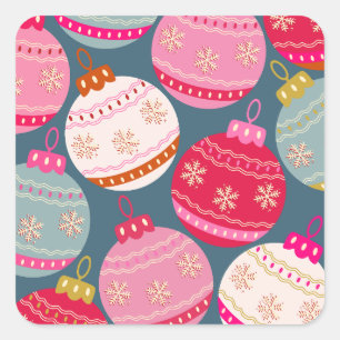 Pegatina Cuadrada Navidades de los Ornamentos Festividad