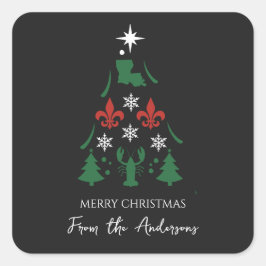 Pegatina Cuadrada Navidades de Luisiana Holiday Cajun