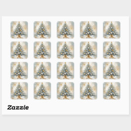 Pegatina Cuadrada Navidades de lujo Art Deco Golden Ornaments Bows