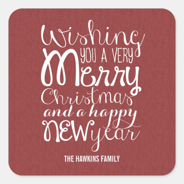 Pegatina Cuadrada Navidades de mensajes aconsejables/Pegatinas de va (Anverso)