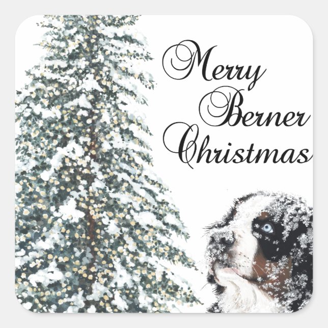 Pegatina Cuadrada Navidades de Merry Berner (Anverso)