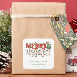 Pegatina Cuadrada Navidades de Merry & Bright Retro