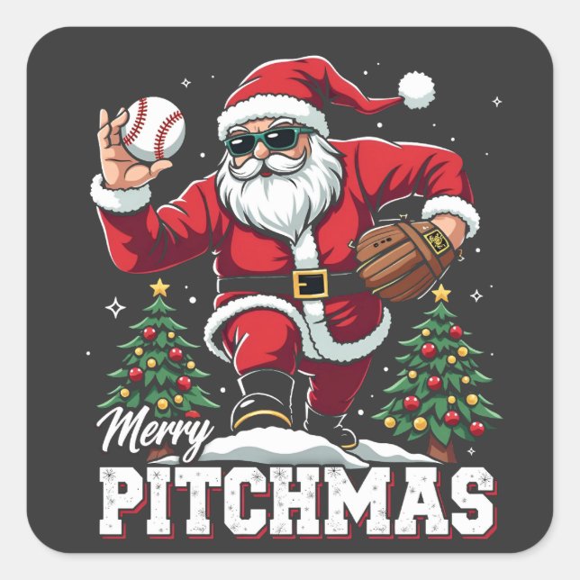 Pegatina Cuadrada Navidades de Merry Pitchmas (Anverso)
