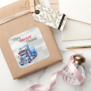 Pegatina Cuadrada Navidades de Merry Truckin