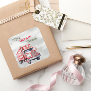 Pegatina Cuadrada Navidades de Merry Truckin