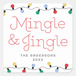 Pegatina Cuadrada Navidades de mingle festivo y jingle colorido ilum