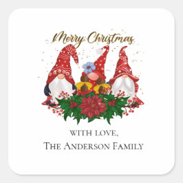Pegatina Cuadrada Navidades de moda en la fiesta verde rojo