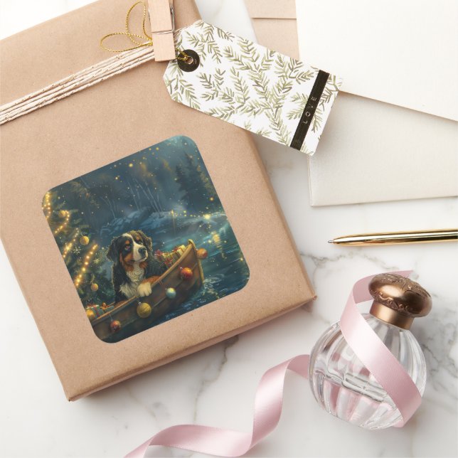 Pegatina Cuadrada Navidades de montaña de Berna (Regalar)