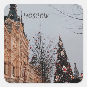 Pegatina Cuadrada Navidades de Moscú