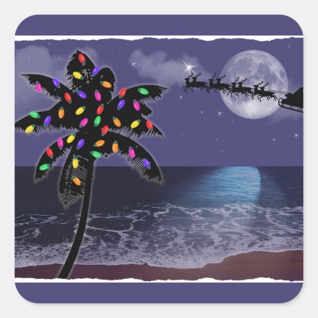 Pegatina Cuadrada Navidades de Ocean Moonlight (Anverso)
