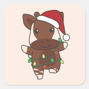 Pegatina Cuadrada Navidades de Okapi Animales de Invierno Holiday Ok