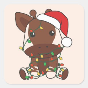 Pegatina Cuadrada Navidades de Okapi Animales de Invierno Holiday Ok