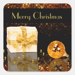 Pegatina Cuadrada Navidades de oro chisporroteantes