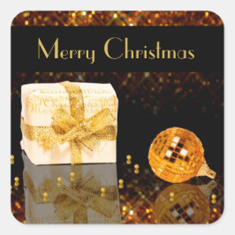 Pegatina Cuadrada Navidades de oro chisporroteantes