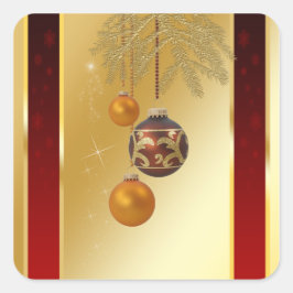 Pegatina Cuadrada Navidades de oro elegantes
