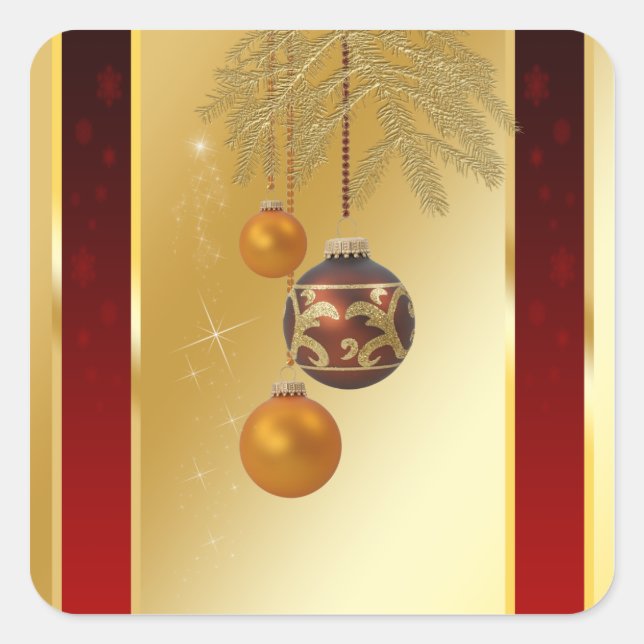 Pegatina Cuadrada Navidades de oro elegantes (Anverso)