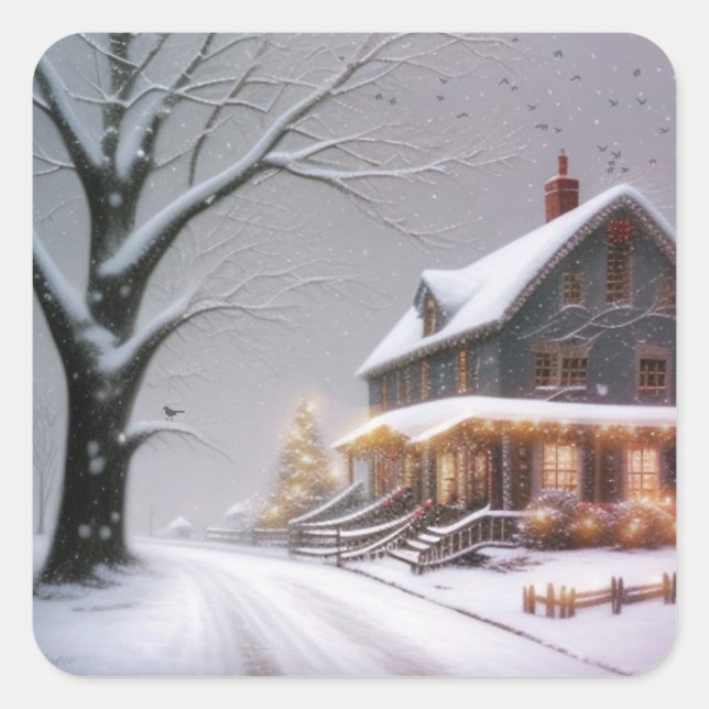 Pegatina Cuadrada Navidades de país (Anverso)