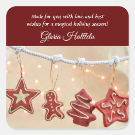 Pegatina Cuadrada Navidades de pan de jengibre caseros cocina a Pega