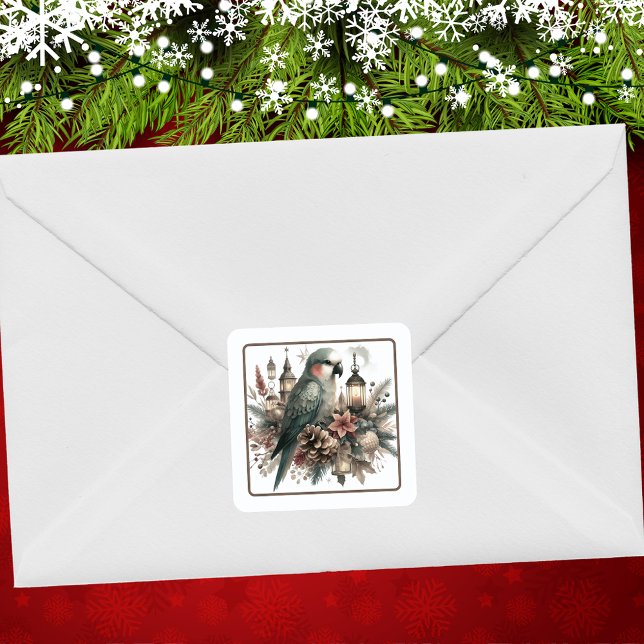 Pegatina Cuadrada Navidades de Parakeet Lanterns (Subido por el creador)