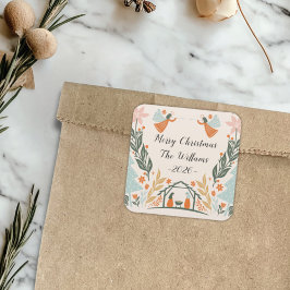 Pegatina Cuadrada Navidades de Pastel Angel