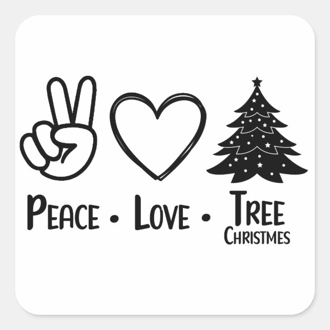 Pegatina Cuadrada Navidades de Peace Love Tree (Anverso)
