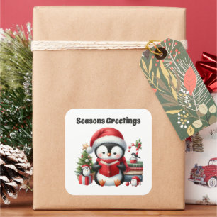 Pegatina Cuadrada Navidades de pebuin de Seasetings