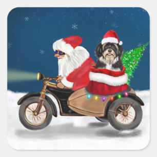 Pegatina Cuadrada Navidades de perro de La Habana Santa Claus