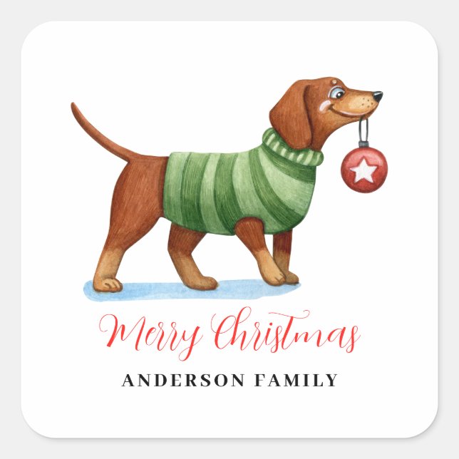 Pegatina Cuadrada Navidades de perros callejeros (Anverso)