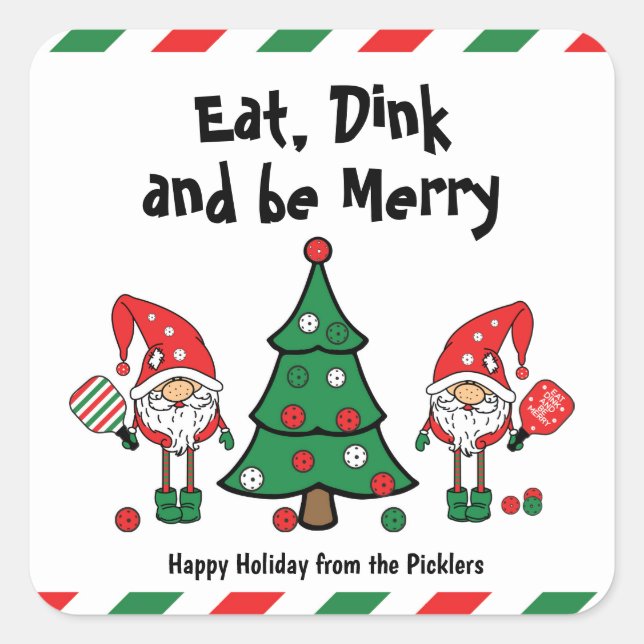 Pegatina Cuadrada Navidades de pickleball (Anverso)