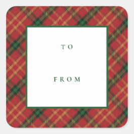 Pegatina Cuadrada Navidades De Plaid Clásicos A Desde Vacaciones En