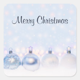 Pegatina Cuadrada Navidades de plata festividad golpean la nieve