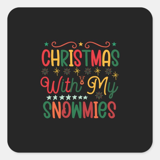 Pegatina Cuadrada Navidades de regalo de Navidad con mis muñecas de  (Anverso)