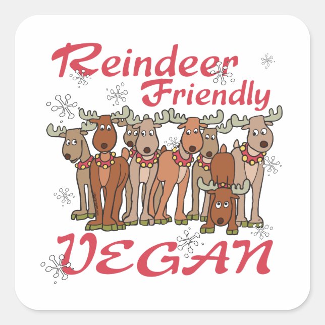 Pegatina Cuadrada Navidades de renos (Anverso)