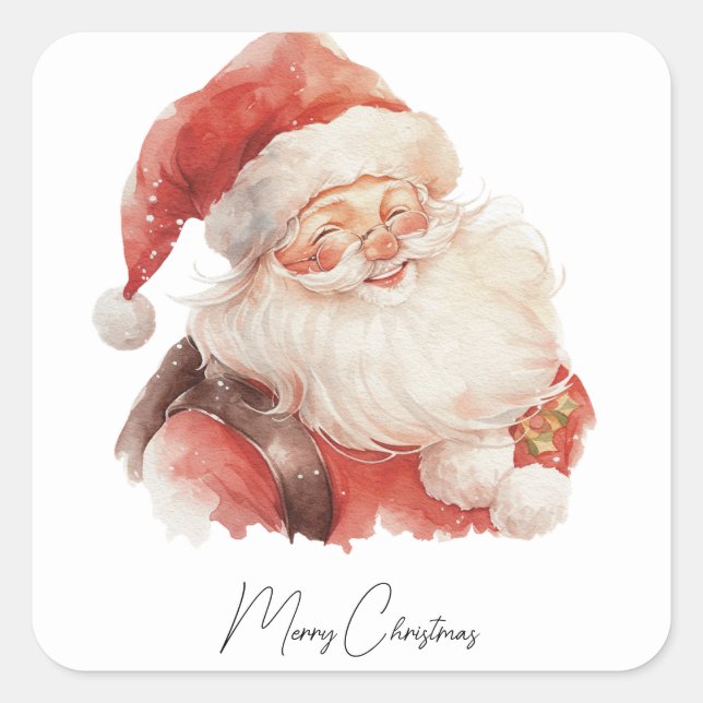 Pegatina Cuadrada Navidades de Santa Claus (Anverso)