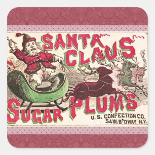 Pegatina Cuadrada Navidades de Santa Claus Sugar Plum