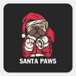 Pegatina Cuadrada Navidades de Santa Paws Ideas de Regalo de Bulldog