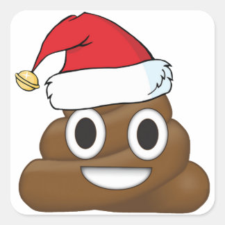 Pegatina Cuadrada Navidades de Santa Poop Emoji de ajuste de regalo