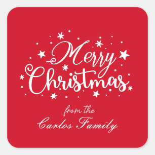 Pegatina Cuadrada Navidades de script simples