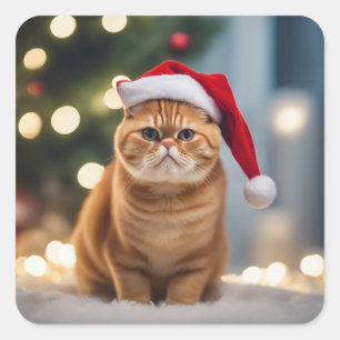 Pegatina Cuadrada Navidades de Shorthair exóticos