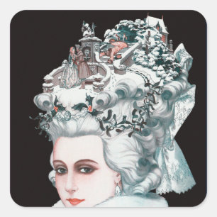 Pegatina Cuadrada Navidades de su mente de moda vintage