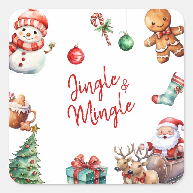 Pegatina Cuadrada Navidades de tablillas y tablillas (Anverso)