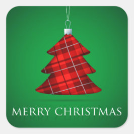 Pegatina Cuadrada Navidades de Tartán