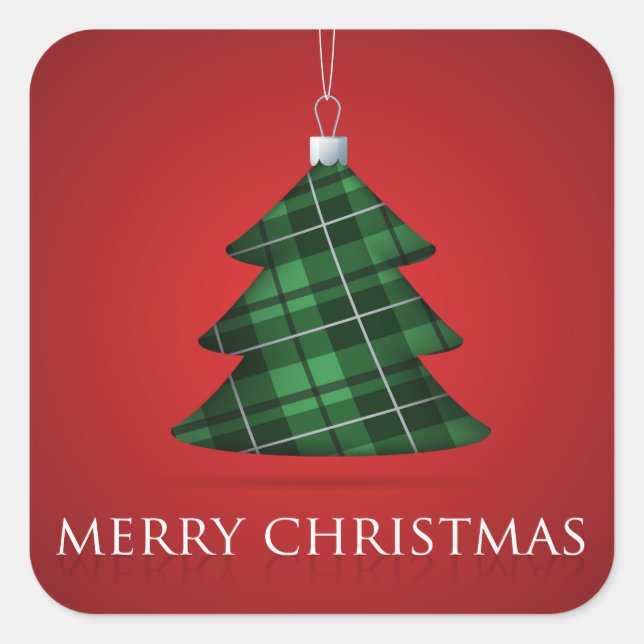 Pegatina Cuadrada Navidades de Tartán (Anverso)