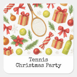 Pegatina Cuadrada Navidades de tenis con temas de regalos